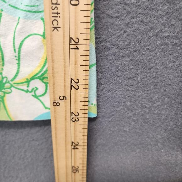 Lilly Pulitzer Pants Womens 10 Green Blue Capri Floral Stretch Cotton Cropped - Picture 6 of 10